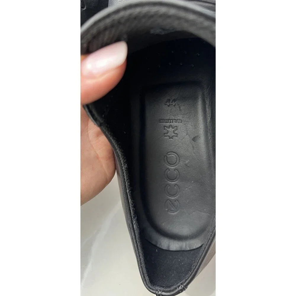 ECCO Men Sz 44 Us 10 Black Leather Lace Up Loafers Shoes Oxfords 62170401001